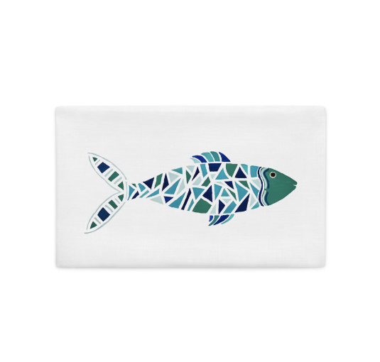 Mosaic Fish Premium Pillow Case - Blue