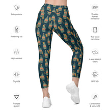 Load image into Gallery viewer, Crossover Legging with Pockets - Champagne Bottle pattern