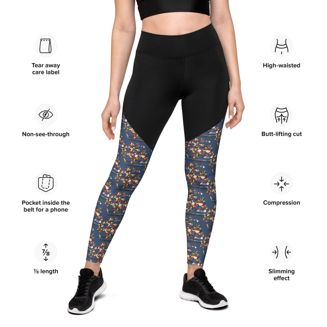 Compression Sports Leggings - Gasparilla pattern