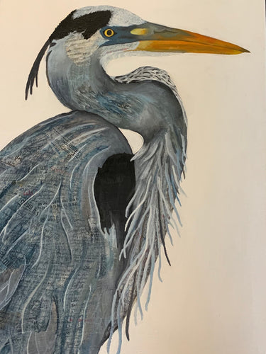 Heron named George - matted print - different sizes available