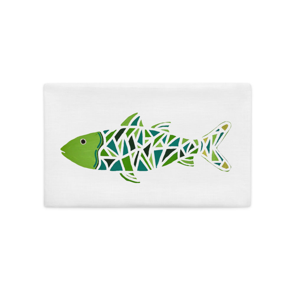 Mosaic Fish Premium Pillow Case - Green